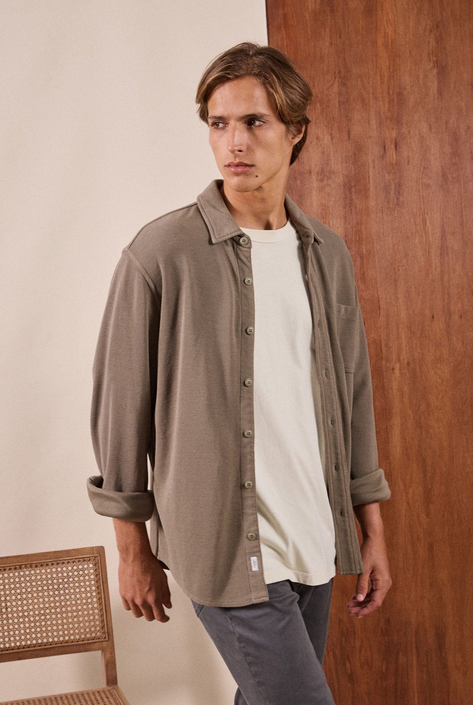CarlosCottonWaffleShirt-AloeGreen.jpg Carlos Cotton Waffle Shirt - Image 1