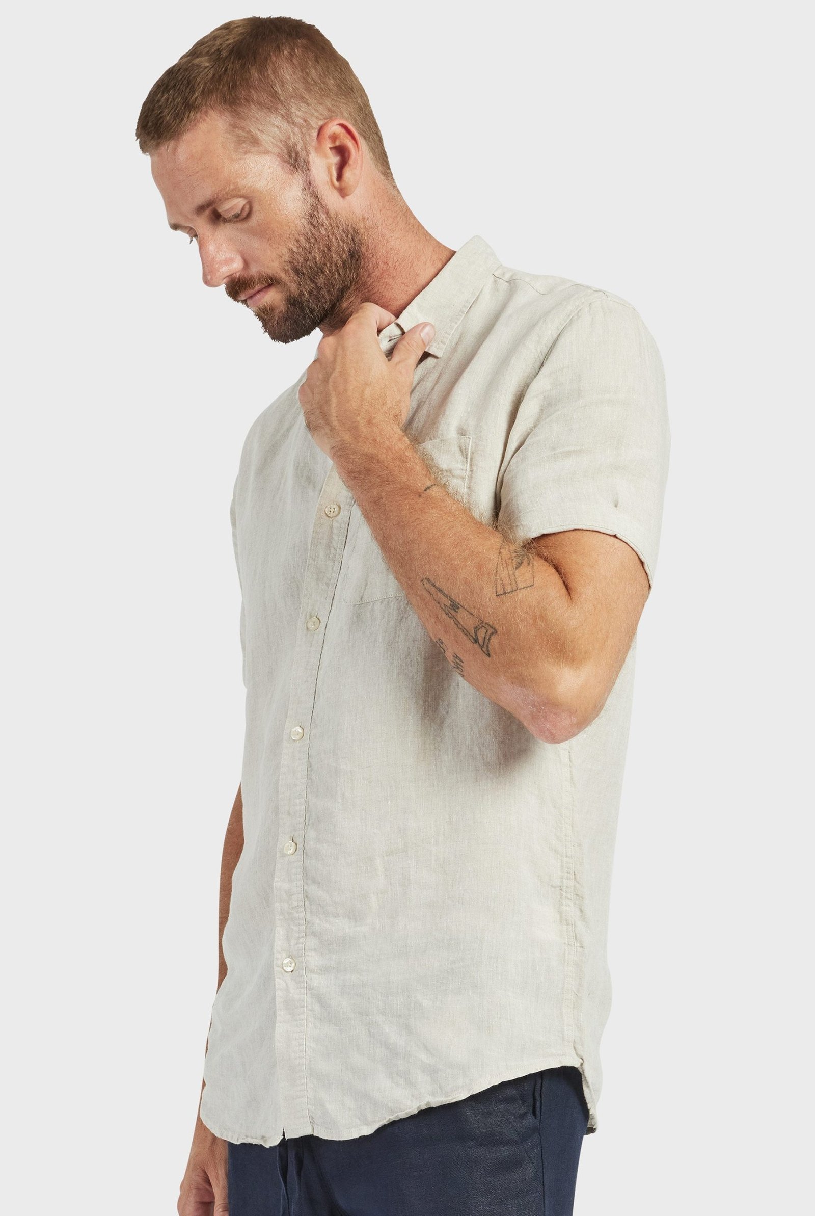 HAMPTONLINENSSSHIRT-OATMEAL-C.jpg Hampton Linen S/S Shirt - Image 1