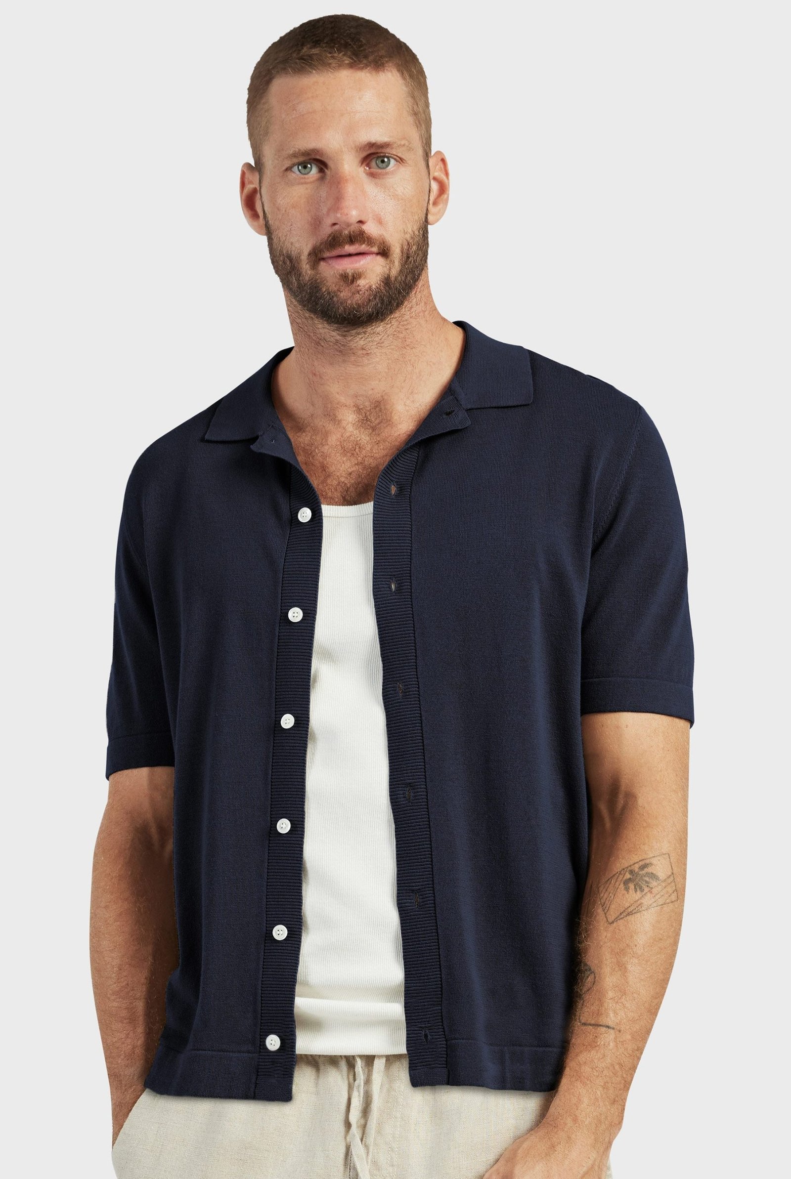 JACKSONRIBKNITPOLO-NAVY-B.jpg Jackson Knit SS Shirt - Image 1