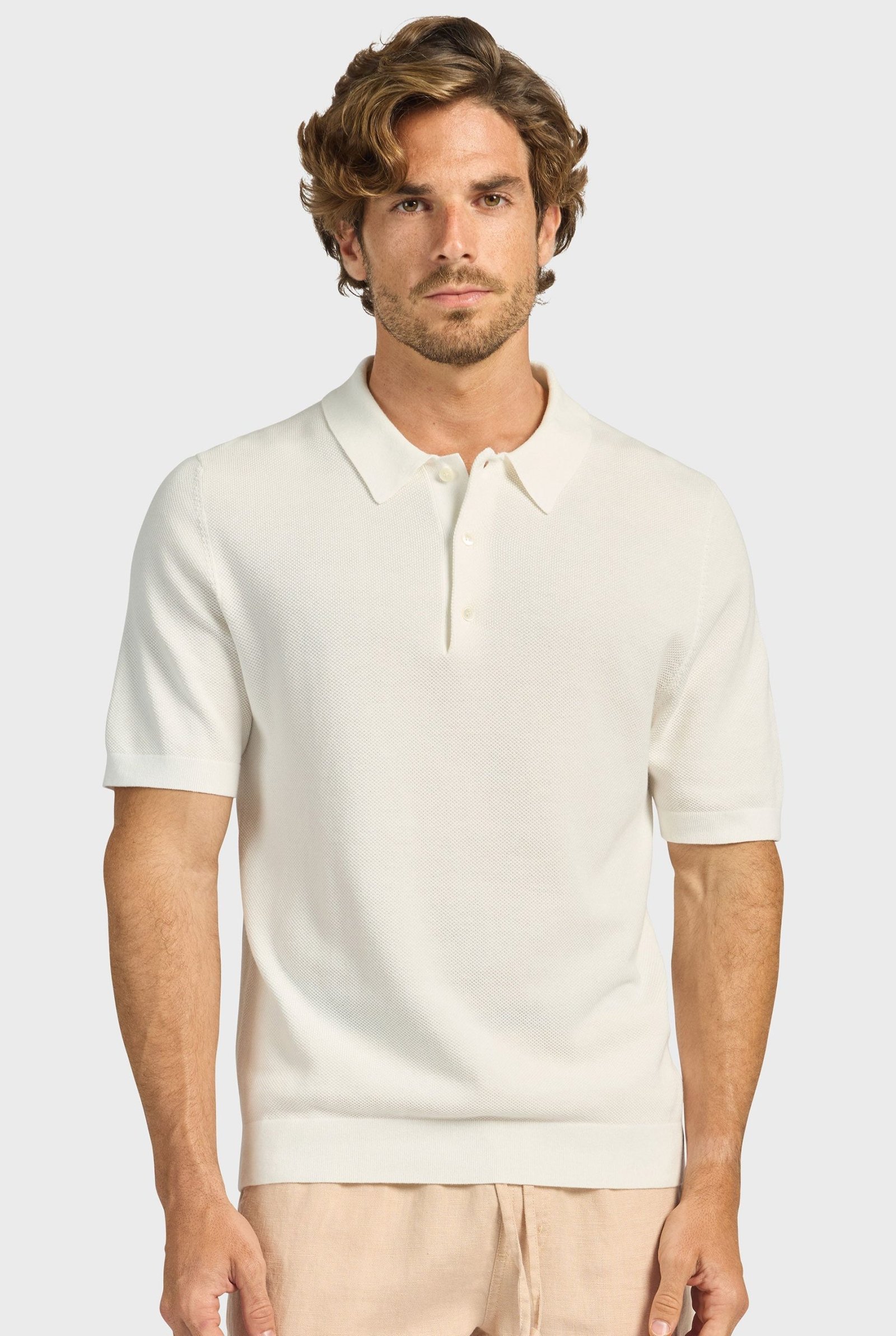 RILEYKNITPOLO-OFFWHITE-B_b35bf8d5-4b0e-47c8-9397-8871c7b2d63c.jpg Riley Knit Polo - Image 1