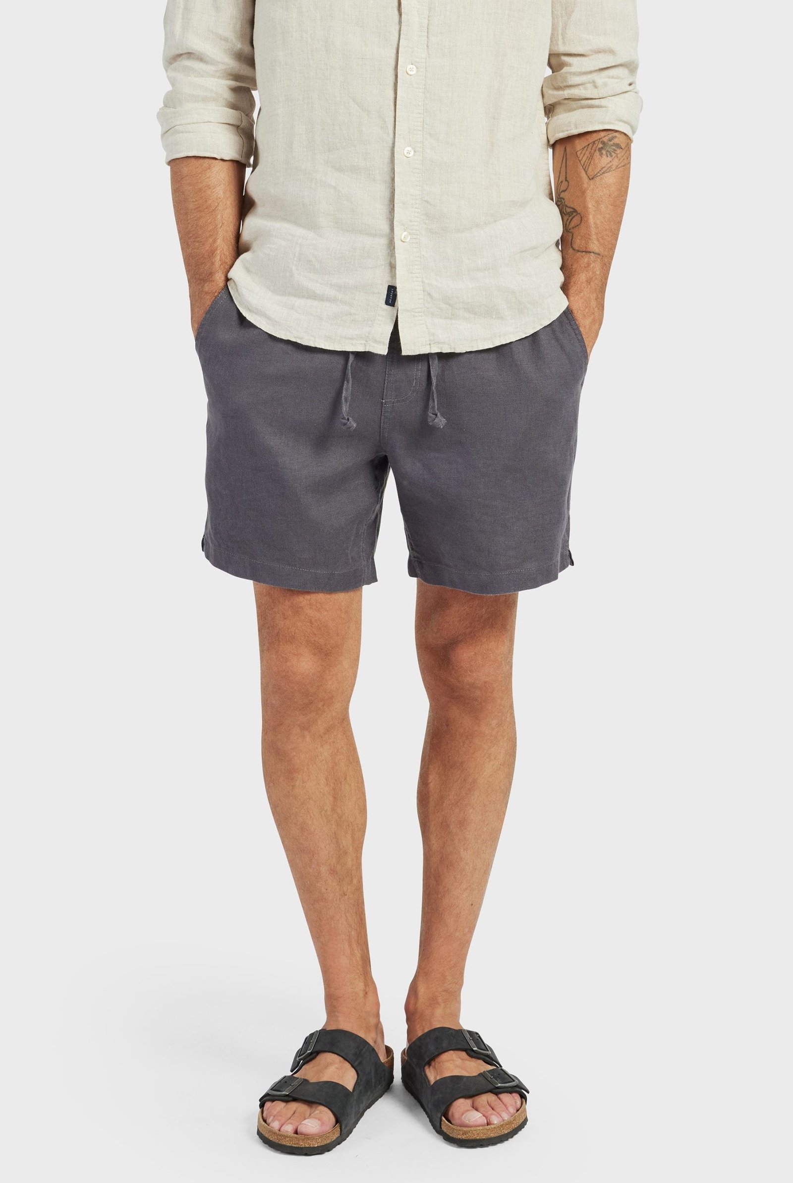 RIVIERALINENSHORT-CHARCOAL-B.jpg Riviera Linen Short - Image 1
