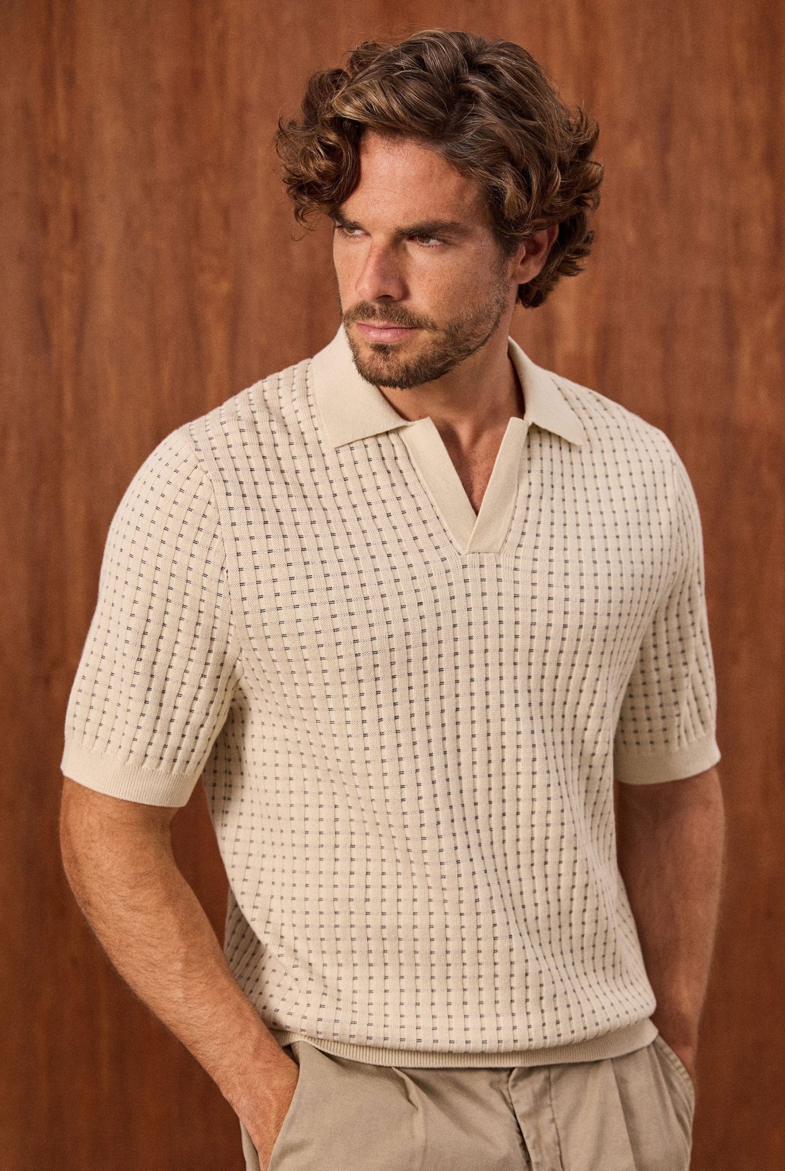 SandersKnitPolo-OffWhite.jpg Sanders Knit Polo - Image 1